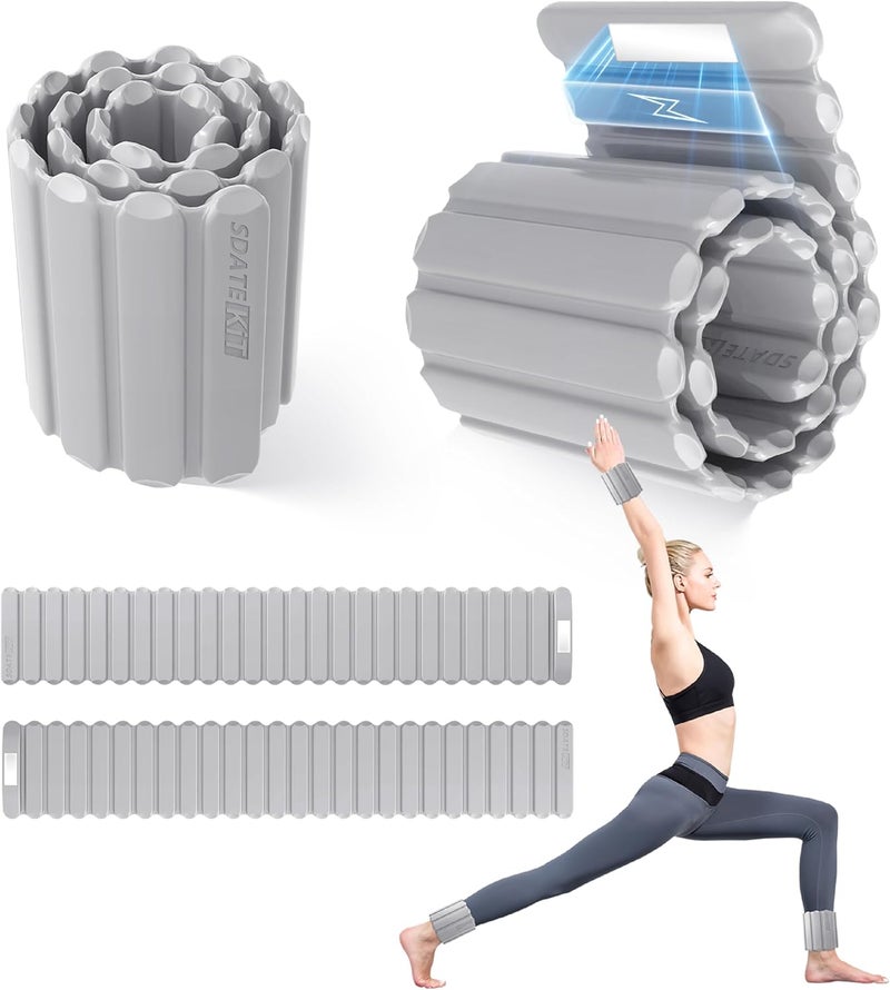 SDATEKIT Wrist and Ankle Weights for Women & Men 2 Pack (1lb Each), Adjustable Silicone Weighted Bracelet for Pilates, Gym, Yoga, Cardio & Strength Training, Bala-Style Bangles Slip-Free Design - Image 1